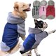 thumbnail image 1 of Abrigo para perro con gorro extraíble, abrigo grueso y cálido de invierno de forro polar para perro, ropa reflectante para perro con patas, suéter azul para perro, talla S, 1 of 5