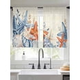 thumbnail image 2 of Orange Blue Starfish Coastal Sheer Curtains 54 Inch Length 2 Panels for Living Room, Summer Beach Eucalyptus Rustic Voile Kitchen Curtain Set, Luxury Privacy Drapes Window Treatment for Bedroom, 2 of 7
