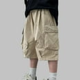 thumbnail image 6 of NAISIBABY Boys Cargo Shorts Size 7-8, Loose Fit with Pockets Elastic Waist Summer Causal Fashion Shorts Khaki（5-15T), 6 of 7
