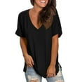 thumbnail image 3 of Women's Jersey Relaxed-Fit Short-Sleeve V-Neck Longline T-Shirt, 3 of 5