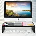 thumbnail image 4 of Solid Wood Monitor Stand Riser, Monitor Riser with 2 Adjustable Height, 15.8 inch Computer Riser for Computer, iMac, PC, Printer, Computer Monitor Stand for Home & Office, Black, 4 of 13