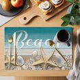 thumbnail image 2 of Starfish Placemats Set of 6, Coastal Coral Ocean Turquoise Brown Wooden Placemats for Dining Table, Place Mats for Kitchen Tabletop, Waterproof Wipeable Dining Table Mats Set, 2 of 9