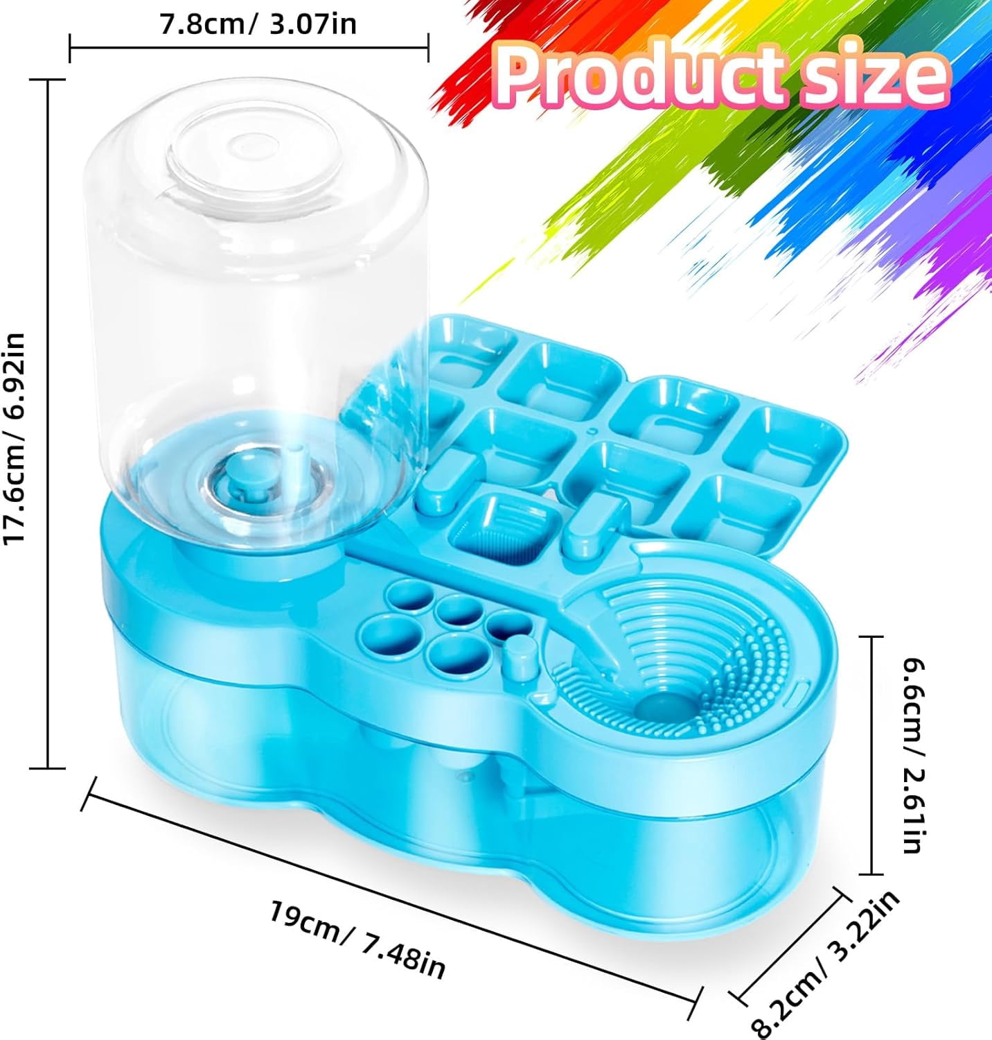 Paint Brush Cleaner with Paint Tray, Upgraded 6-in-1 Painting Supplies with Drain and Brush Holder, Water Circulation Painting Supplies for Acrylic, Watercolor, Water Based Paints