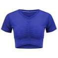 thumbnail image 6 of Yubnlvae Women's Crop Top - Drawstring Waist Pleated Round Neck T-Shirt | Umbilical Top with And Pleated Round Neck T Shirt for Women (Blue | XS), 6 of 9