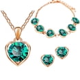 thumbnail image 2 of Yuehao Jewelry Sets, Gifts for Women, Women Crystal Jewelry Simple Heart Necklace Earrings Bracelet Three-Piece Set, 2 of 3