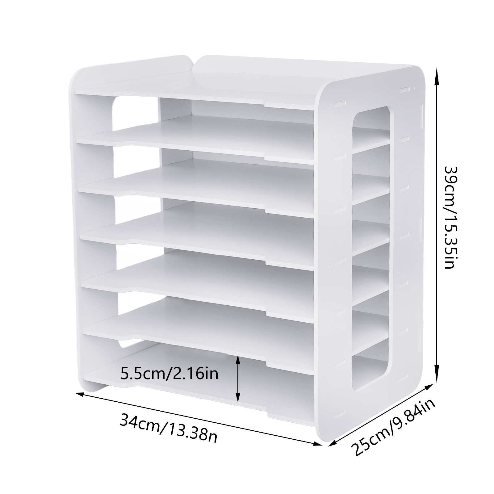 7-tier White Office Desktop Organizers and Accessories Letter Tray Paper Sorter Holder File Document Rack Shelf Literature Organizer Rack for Home Office School Classroom Supplies Easy Assembly