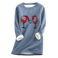 thumbnail image 1 of Prix Réduit! Aqestyerly Hauts de Noël pour Femmes Liquidation Mode Féminine Impression de Noël Manches Régulières Hiver Ample Vacances Décontracté Col Rond Chemise Hauts, 1 of 2