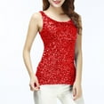 thumbnail image 1 of Clearance & Promo,Women's Patchwork Sequin Tank Top, Round Neck, Slim Fit, Fashionable, Casual, Everyday Wear, Stylish Top Comfortable and Supportive|Polyester,Red,Sopatenor, 1 of 8