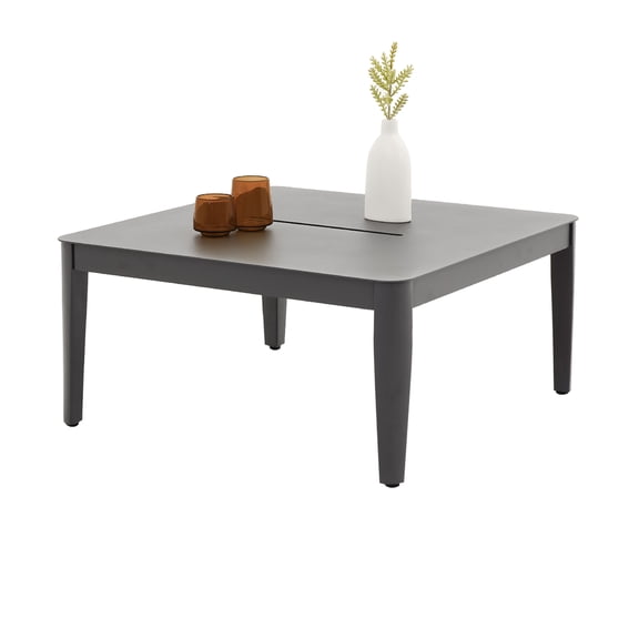 Patio Coffee Table Square Outdoor Coffee Table for Outside All-Weather Aluminum Outdoor Coffee Tables, Grey