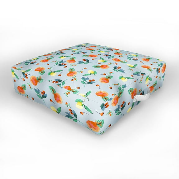 Society6 Ninola Design Citrus fruits Summer Blue Outdoor Floor Cushion