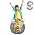 thumbnail image 3 of Stripe Storage Toy Bag Chair, Optical Illusion Style Graphic with Nested Rhombus Shape Pattern, Stuffed Animal Organizer Washable Bag, Small Size, Eggshell Charcoal Grey, by Ambesonne, 3 of 3