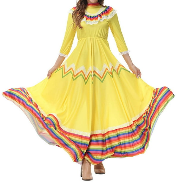 Falda larga de estilo bohemio para mujer con falda grande y falda de baile, vestido de poliéster para mujer.