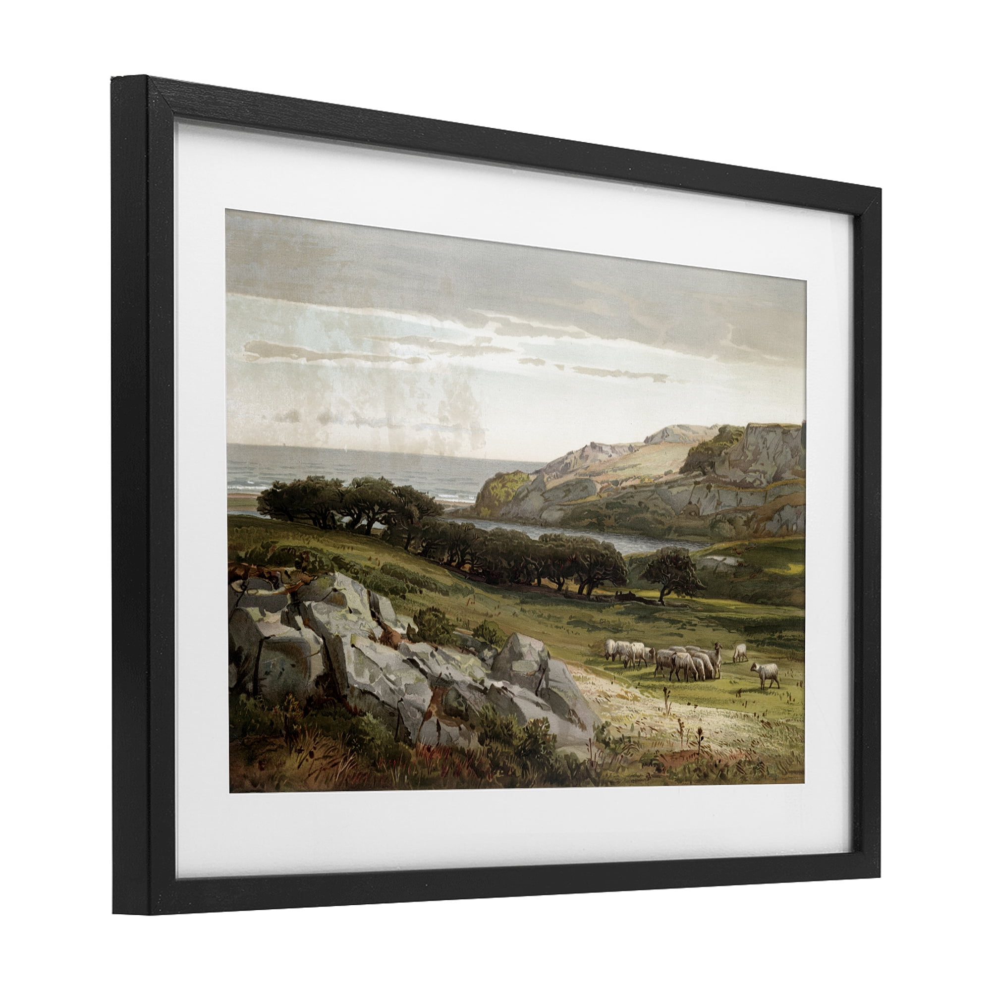 Stupell Industries Sheep in Passionate Landscape Black Framed Print Under Glass, design by Lula Bijoux & co.
