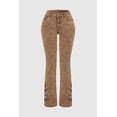 thumbnail image 4 of Women's Mid Rise Flare Jeans with Floral Embroidery, Vintage Brown Denim Pants for Western Style, 4 of 8
