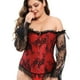 thumbnail image 5 of Corsés para mujer, top gótico con tirantes y hombros descubiertos, color rojo, 5 of 6