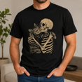 thumbnail image 3 of Veylor Haus Skeleton Hugging Cat Halloween, Unisex Classic Fit Graphic Tee, 3 of 9