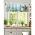 thumbnail image 2 of Ocean Starfish Valances for Windows Seabed Coral Shell Vintage Blue Texture Valance Rod Pocket Light Filtering Short Window Treatments Curtains for Kitchen Bathroom Living Room Bedroom, 42 x 12 Inch, 2 of 7