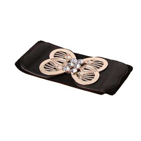 Adjustable Fashion Cummerbunds Belts For Women Slimming Body Butterfly Buckle Waist Belt Waistband Wide Belts BLACK