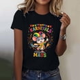thumbnail image 5 of XAOFW Women's T-Shirts Carnival Short Sleeve Crewneck Cartoon Print T Shirt Daily Wear Relaxed Fit Tee Shirts Party Night Trendy Cozy Top, 5 of 6