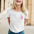 thumbnail image 2 of Womens Summer Blouses Fashion Solid Breast Cancer Awareness Print Round Neck Short Sleeve Womens T Shirts,White,L, 2 of 4