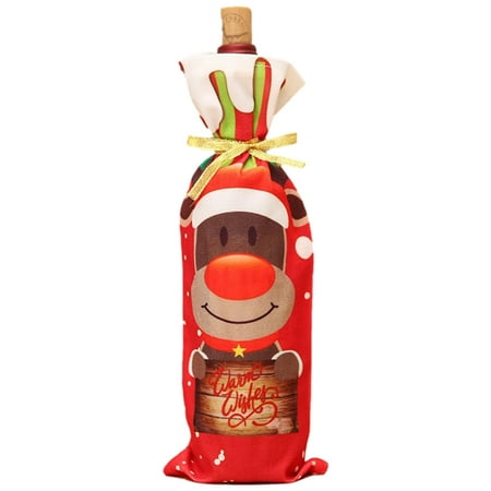 

Viugreum Wine Bottle Set Christmas Print Party Decoration Supply for Home
