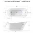 thumbnail image 2 of FerdY Langkawi 59" Acrylic Freestanding Soaking Bathtub with Brushed Nickel Drain, White, F02568BN, 2 of 8