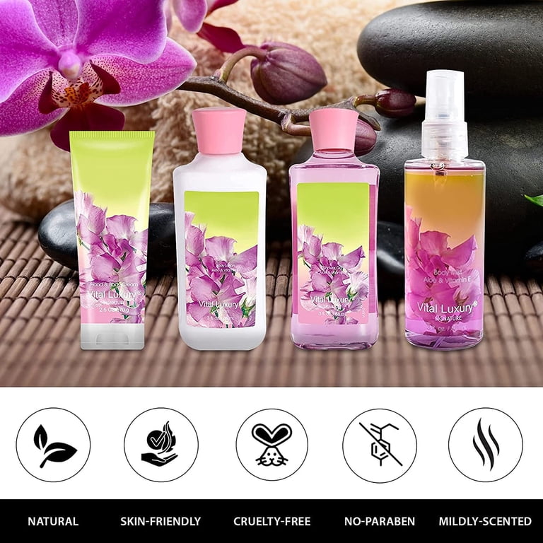 Vital Luxury Bath & Body Kit 4 Pcs,Pea Flower Scent Home Spa Set
