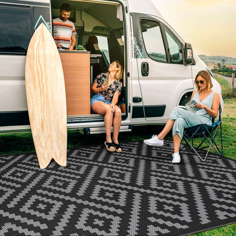 GENIMO Reversible Outdoor Rug Waterproof, Outdoor Area Rug, Plastic Outside  Carpet, Geometric Rv Mat for Patio Camping Rv Picnic Backyard Deck Balcony  Porch Beach Trailer