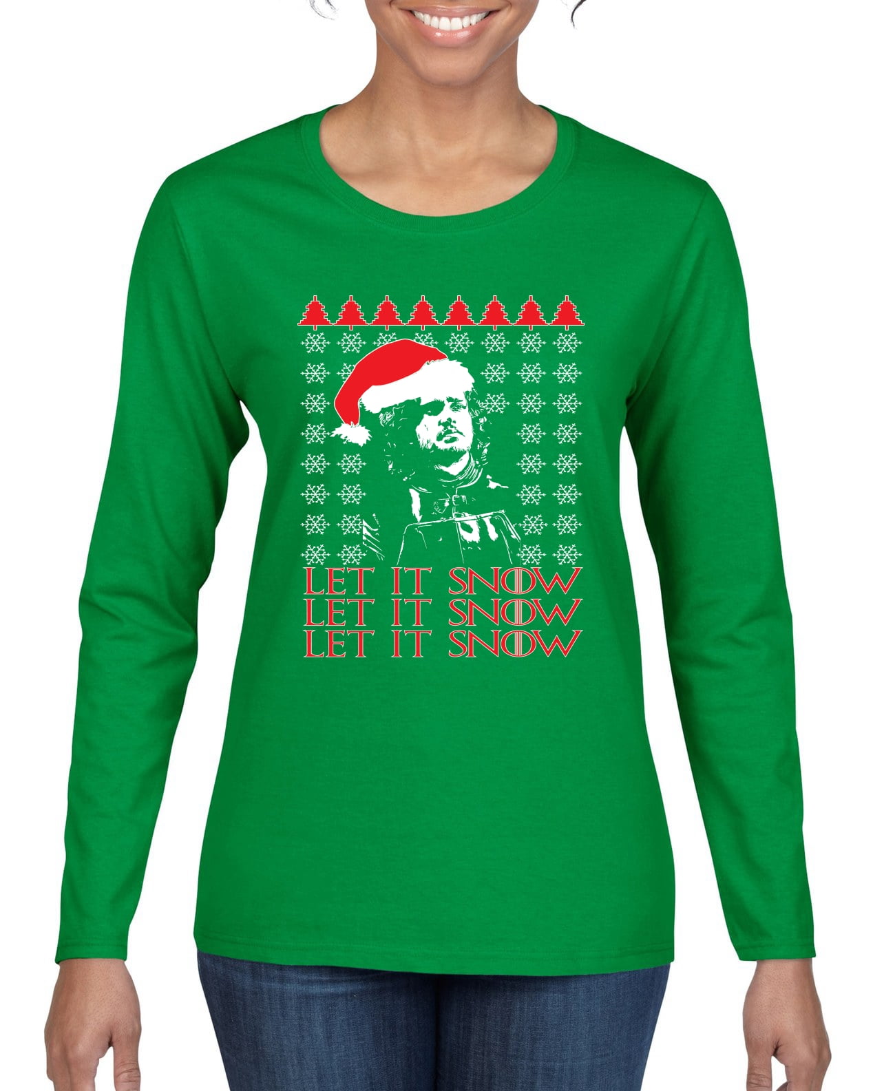 Let It Snow X 3 Jon Snow GoT Ugly Christmas Sweater Female Graphic Long