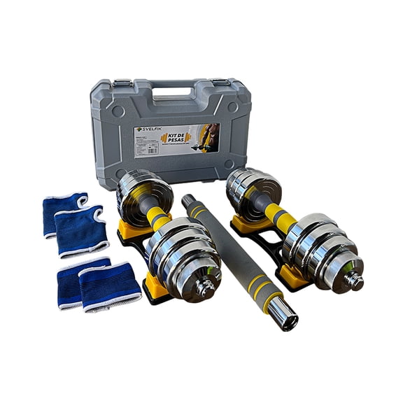 Kit de Mancuernas Pesas Con Discos 20 Kg SVELFIK PESA-10
