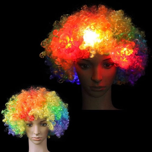 Nouvelle Explosion Colorée de Tête LED Lumière Clignotante Perruque Cheveux Fans de Football Accessoires Amusants Fête Rave Lumineux Fournitures de Fête Colorées