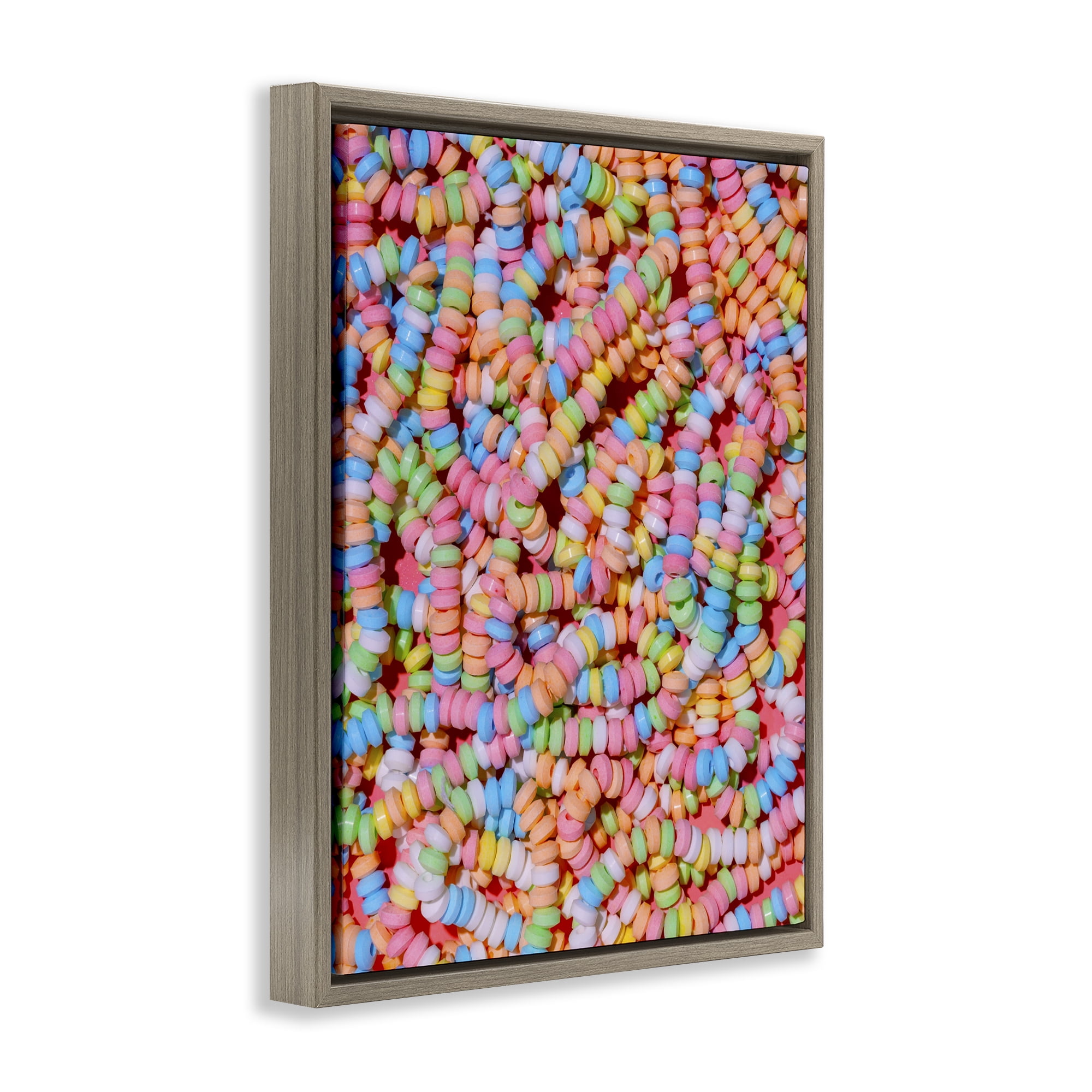 Stupell Industries Pastel Candy Necklace Brown Framed Floater Canvas Wall Art, design by LISH Creative
