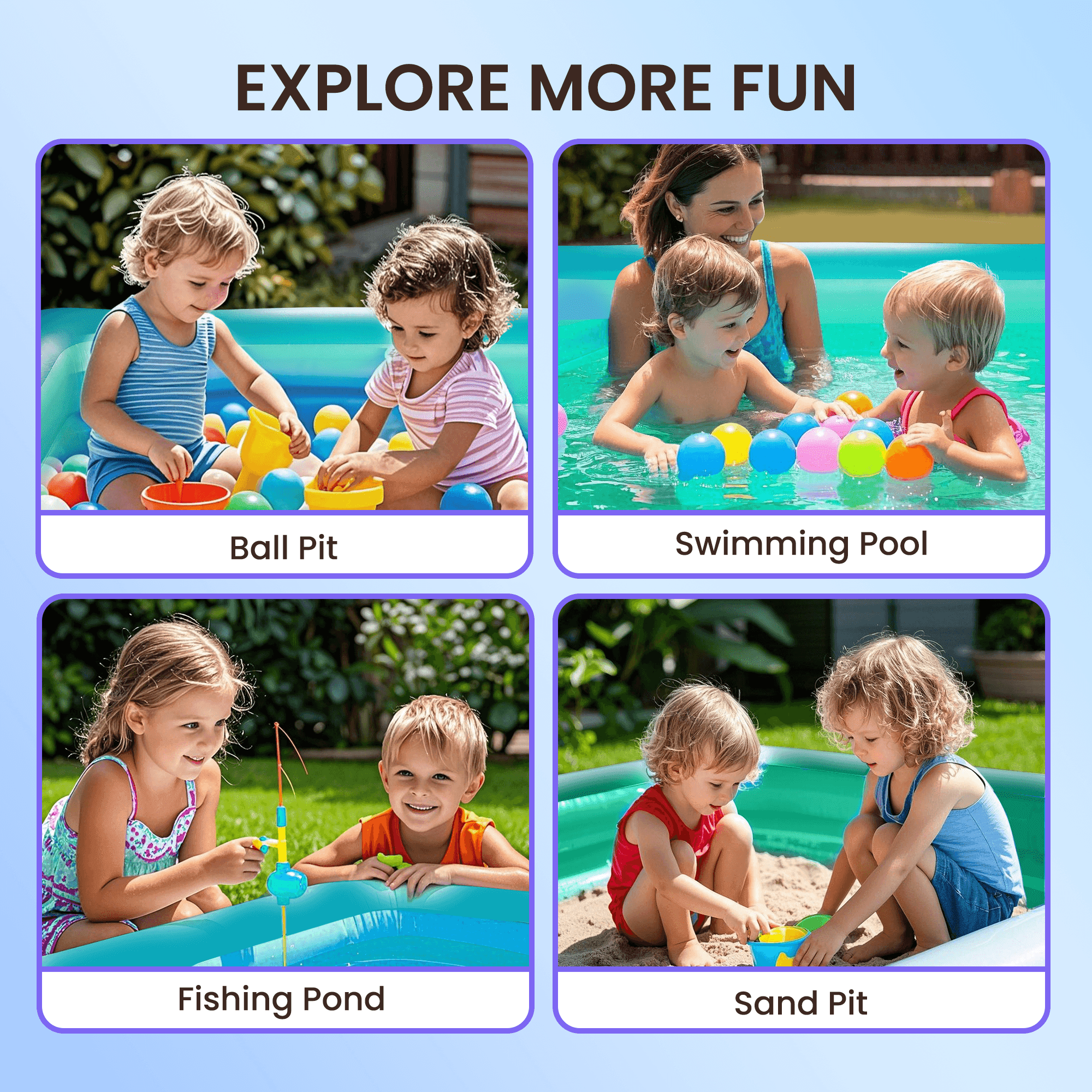 GVDV Inflatable Pool, 9.83 x 6 x 1.83 ft Family Swimming Pools for Kids, Toddlers, Infant, Adult, Rectangular, Thickened