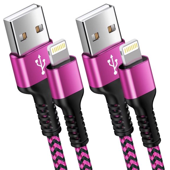 HAOANO 2Pack iPhone Charger Cable10FT,Nylon Braided Phone Charger Cord 10ft 3A Fast Charging Cable Compatible with iPhone 14/13/12/11 Xs,Pink