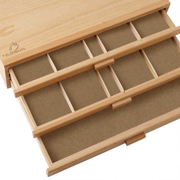Artist 3-drawer Storage Box, Portable Wooden Box Storage