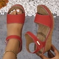 thumbnail image 3 of Rokment Womens Wedges Dressy Sandals 2026 Summer Trendy Casual Ladies Leather Open Toe Platform Arch Support Orthopedic High Heels Walking Dress Sandals Beach Red Size 9, 3 of 6