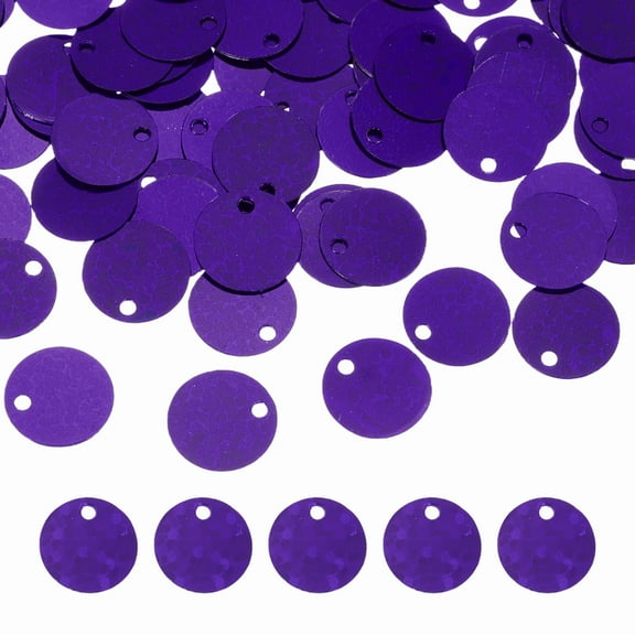 Uxcell Flat Round Sequins, 2100Pcs 10mm / 0.4 Inch Loose Paillettes Laser Deep Purple Craft Sequins for Clothing, Jewelry Making