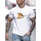 thumbnail image 1 of Camiseta informal de cuello redondo para hombre con estampado de oso de dibujos animados, 100 % algodón, ligeramente elástica, manga corta de moda veraniega, corte regular, 180 g/m², ideal para el tie, 1 of 4