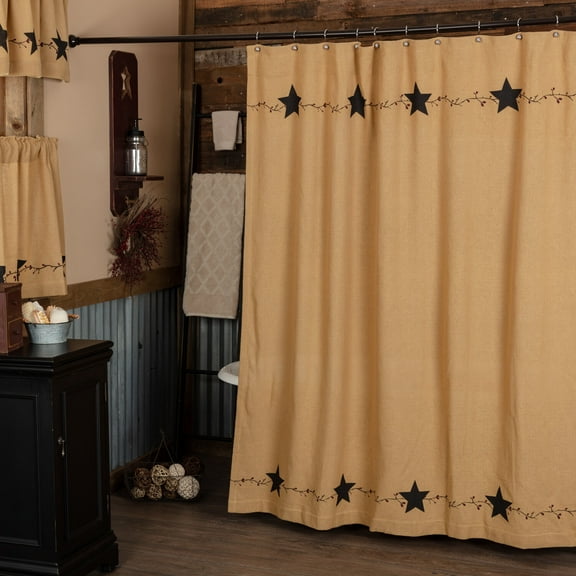 Pine Valley Quilts Star and Pip Country Primitive Shower Curtain 72x72