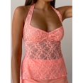 thumbnail image 4 of Women Y2K Lace Floral Cami Crop Tops Sexy Tie-Up Halter Neck Sleeveless Camisole Slim Fit Shirt Backless Going Out Tank Top, 4 of 5