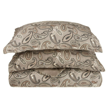 Impressions by Luxor Treasures FLATWDC PAGR Cotton Flannel Twin Duvet Cover Set Paisley, Grey