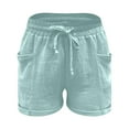 thumbnail image 7 of Linen Shorts for Women 7 Inch Inseam Drawstring Short High Waisted Lightweight Short Beach Vacation Outfits Pockets, 7 of 7