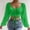 Green, variant on Womens White Blouse Drawstring Flutter Mesh Long Sleeve Shirts Deep V-Neck Crop Blouses Womens Workout Tops