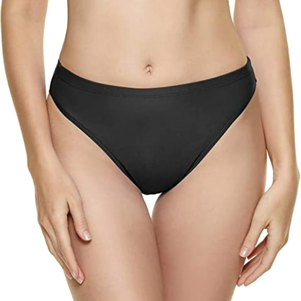 TOWED22 Women's Bikini Bottom Cross V Cut Front Swimsuit Full Coverage  Bathing Suit Bottoms(Black,XL)