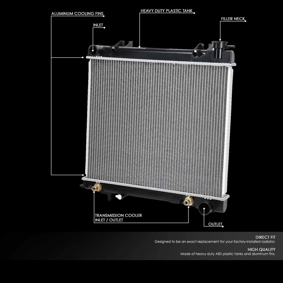 DNA Motoring OEM-RA-2883 Aluminum Radiator For 2005-2011 Dodge Dakota 06-09 Mitsubishi Raider 3.7L 4.7L