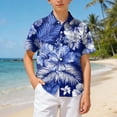 thumbnail image 7 of Ulanda Boy's Hawaiian Shirt Short Sleeve Casual Button Down Beach Aloha Shirt Kids Summer Luau Hawaii Shirts 1-13 Years (Blue, 11-12 Years), 7 of 7