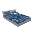 thumbnail image 2 of Ambesonne Ocean Fitted Sheet & Pillow Sham Set, Tropic Fish Moss Leaves, Queen, Blue Indigo Royal Blue, 2 of 2