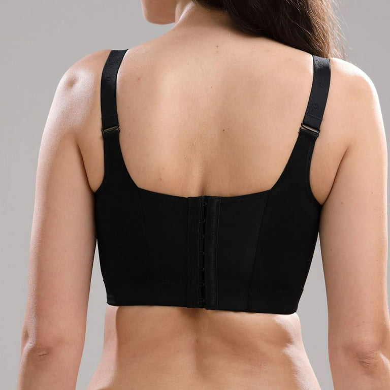 Sksloeg Bra for Women Full Coverage Plus Size T-Shirt Bra Wire Free Back  Support Posture Bras,Black 44F 