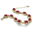 thumbnail image 2 of Gem Stone King 18K Yellow Gold Plated Silver Red Ruby Tennis Bracelet for Women (13.08 Cttw, Gemstone July Birthstone, Oval 7X5MM, 7.5 inch), 2 of 3
