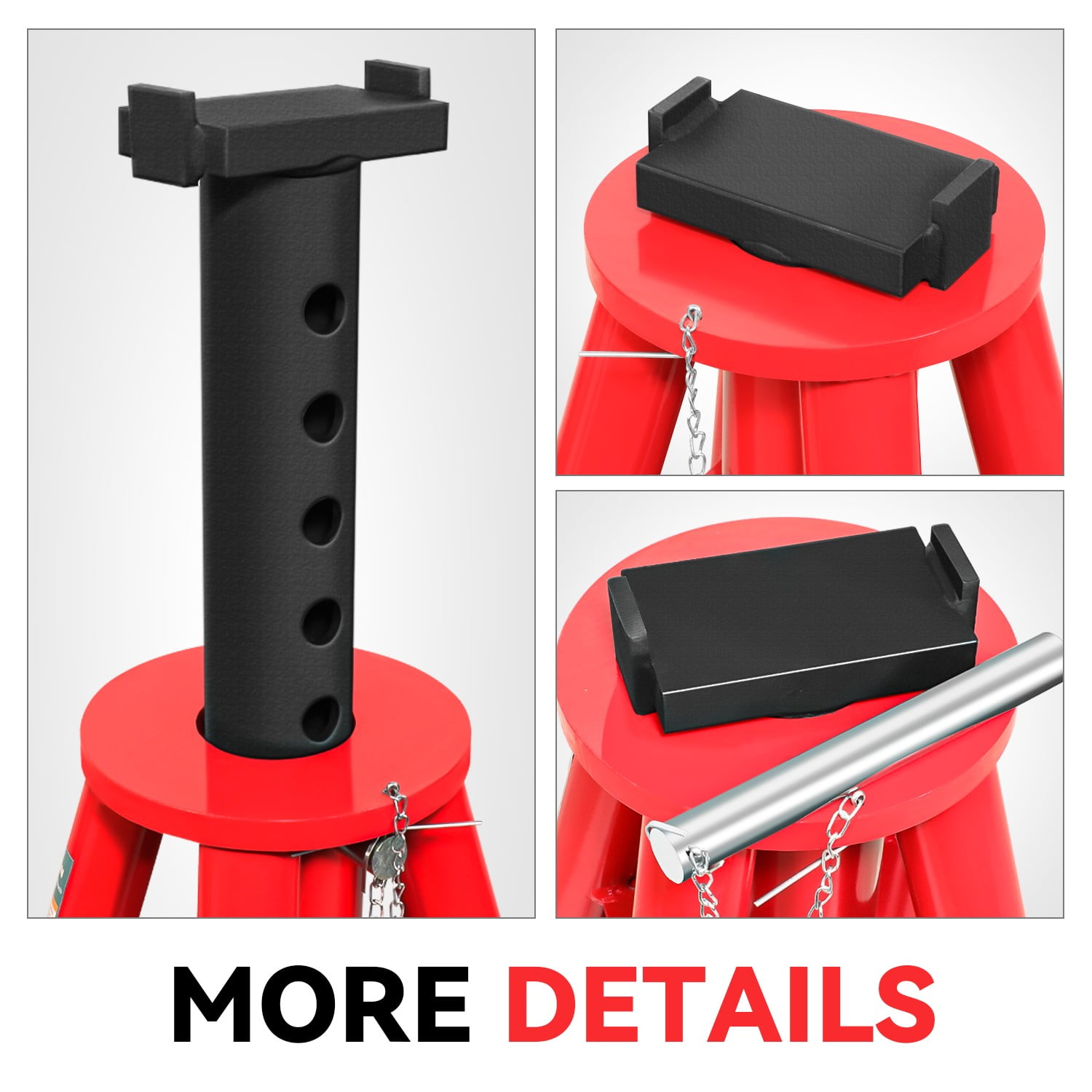10 Ton (20000lbs) 28"- 47.5" Heavy Duty Steel Pin-Type Trucks Trailers Jack Stand Red